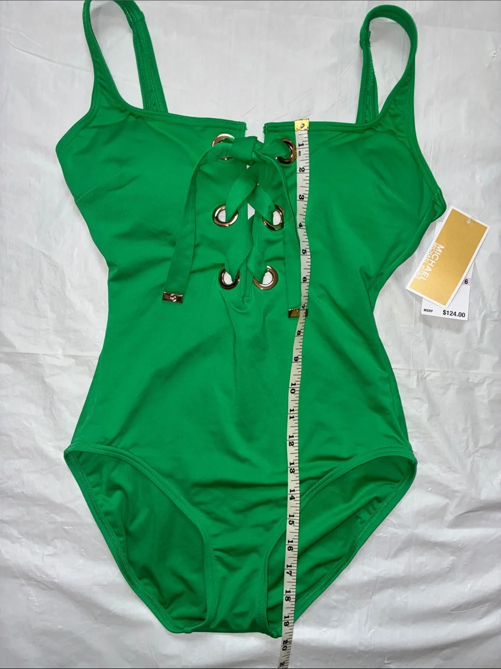 Michael Kors Emerald Green Lace-Up One-Piece Swimsuit